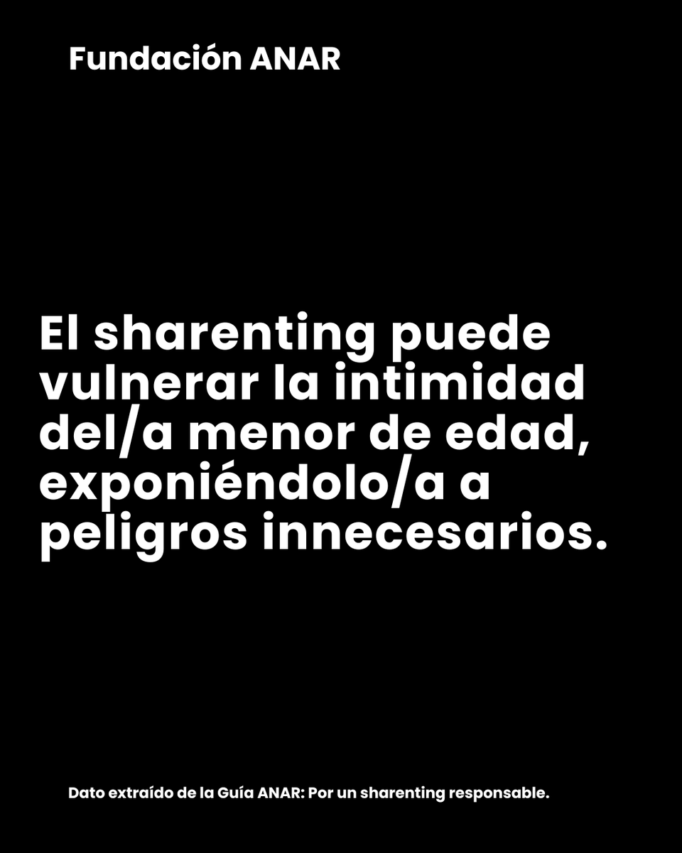 FundacionANAR's tweet photo. El sharenting es la práctica de compartir fotos, vídeos o información sobre hijos e hijas en redes sociales o internet.
Proteger su privacidad online también es cuidarlos.
#Sharenting #ProtecciónInfantil #SeguridadDigital https://t.co/Ef99hnGZPa