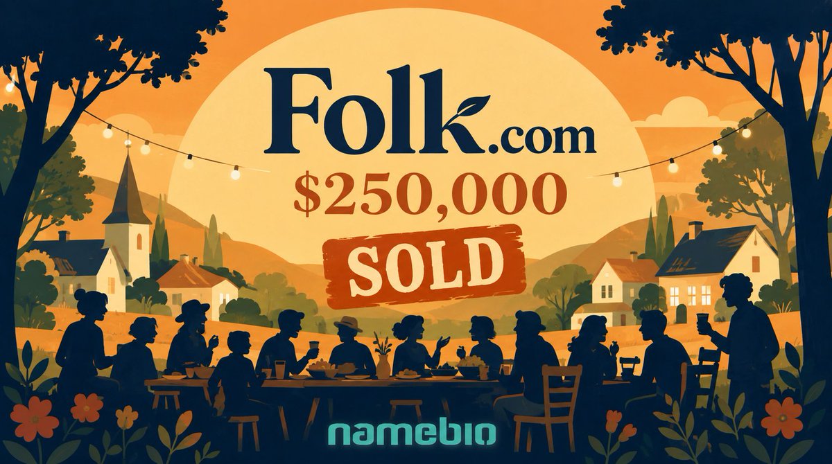 NameBio's tweet photo. Yesterday saw $833k in domain name sales, including:

$250,000 Folk․com
$25,000 Manifest․sh
$18,507 Strike․org
$10,099 Janey․com
$9,500 TopDomain․com
$9,095 ClubHub․com
$6,988 MG6․com
$6,300 SummitPoint․com
$4,000 HLGM․com
$3,599 VeriPaw․com
$3,550 FreshGreens․com
$3,500 OutMail․com
$3,350 BlockSwaps․com
$2,639 Microbial․ai
$2,408 Earner․ai

📊 Top 100 Sales: https://t.co/iqCnljKaok
Repeat sales + charts in reply 👇