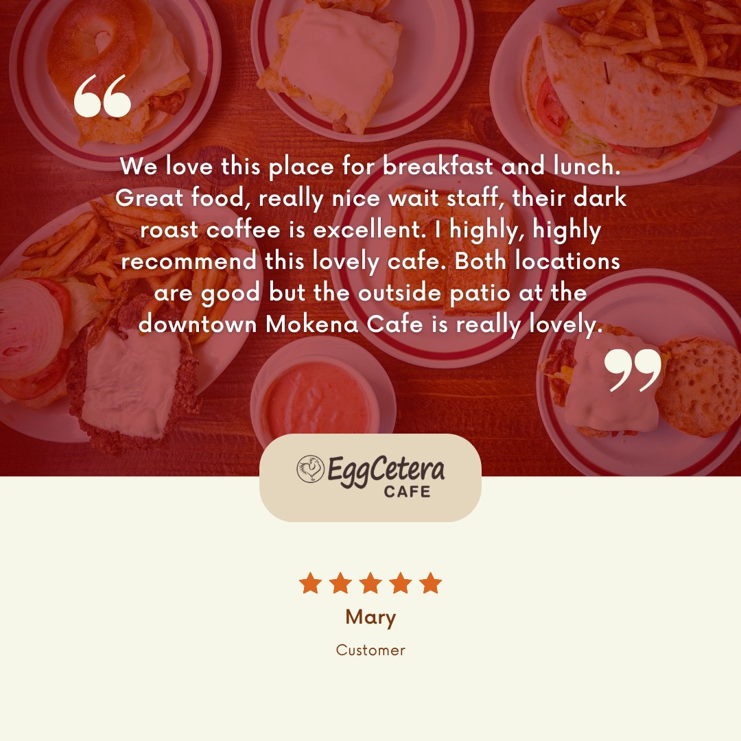 eggceteracafe's tweet photo. We love hearing from our customers! Thank you for the kind words and for making EggCetera Cafe part of your day. From delicious breakfast and lunch to fresh dark roast coffee, we can't wait to welcome you! https://t.co/zDfrk5fnHO #eggceteracafe #breakfast #mokena https://t.co/VitvLcFndX