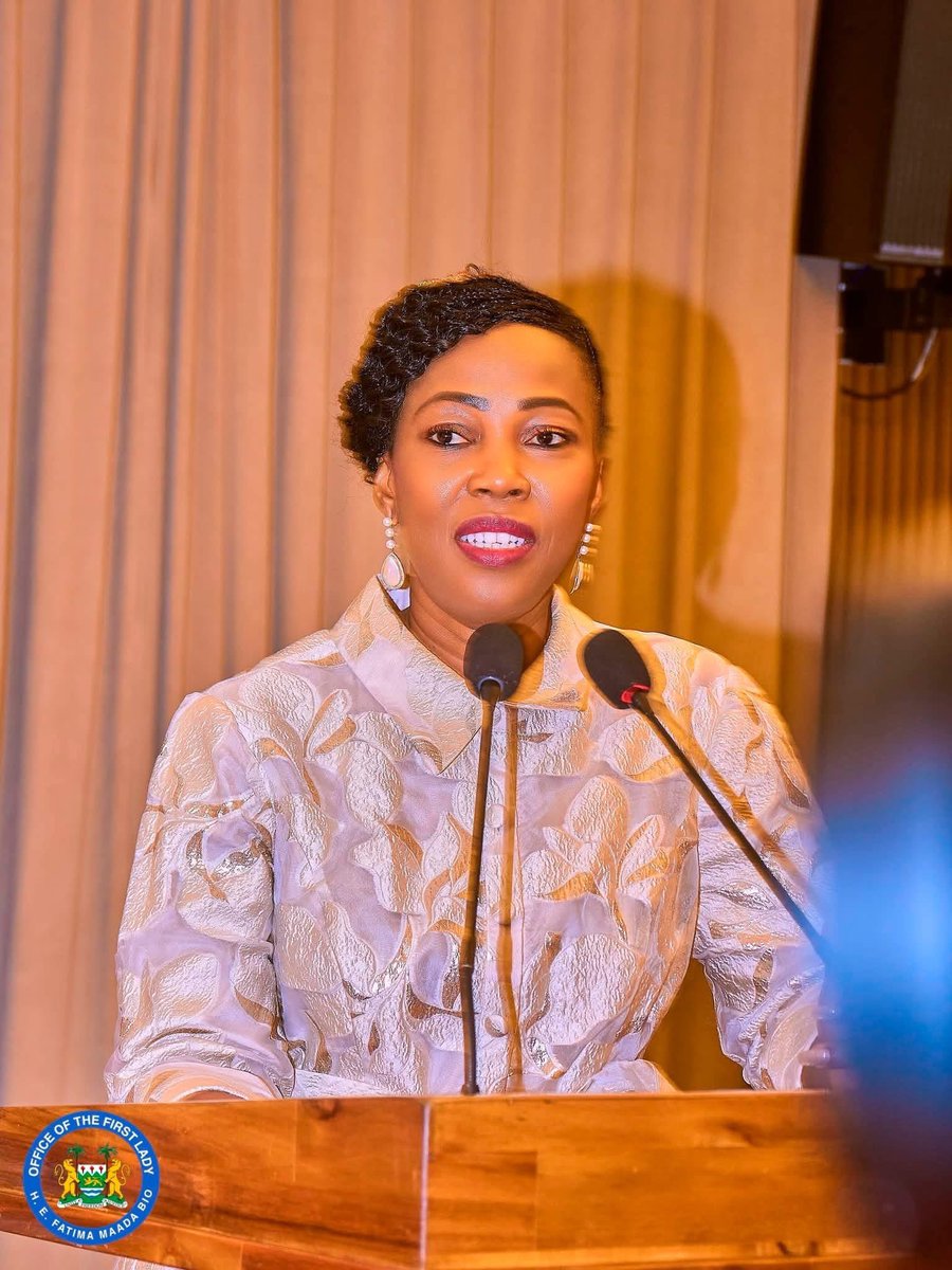 FirstLadyBio's tweet photo. Last night, I had the distinct pleasure of hosting my dear sister, Her Excellency Mrs. Zita Oligui Nguema, First Lady of the Gabonese Republic, at a special dinner held at the Lagonda Hotel in Aberdeen. It was my great honour to warmly welcome her to Sierra Leone on her second visit to our beautiful country.

Joined by distinguished guests from across Sierra Leone, we celebrated the enduring values of African sisterhood, friendship, and unity that continue to strengthen the bonds between our nations.

Fresh from our engagements in Luanda, Angola, I reflected on the remarkable solidarity of African First Ladies and expressed my heartfelt appreciation to my dear sister for her unwavering support throughout my tenure as President of the Organization of African First Ladies for Development (OAFLAD). Together, we have worked to strengthen our organization and advance meaningful initiatives that improve the lives of women, girls, and communities across our continent.

On behalf of my husband, His Excellency President Dr. Julius Maada Bio, I sincerely thanked all our distinguished guests for honouring my invitation with their presence. Their attendance exemplified Sierra Leone’s renowned hospitality and reaffirmed the longstanding friendship, mutual respect, and cooperation between the Republic of Sierra Leone and the Gabonese Republic.

FMB