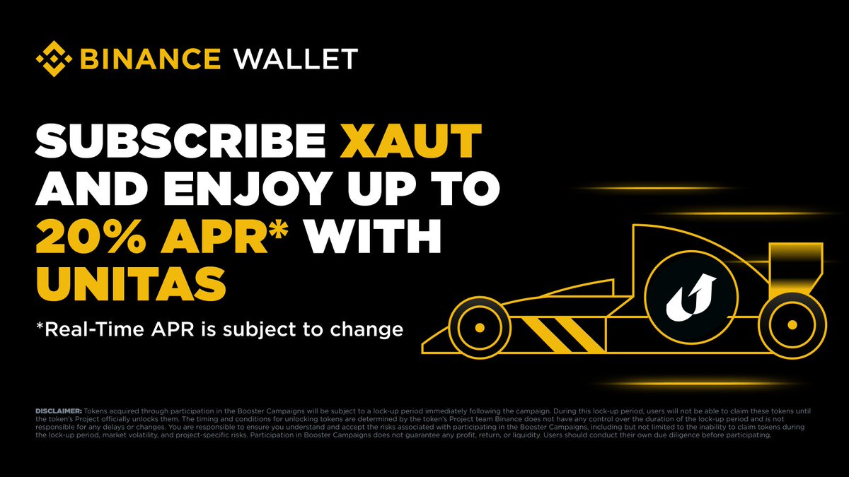 BinanceWallet's tweet photo. Campaign rewards are still flowing! 

Boost your XAUT yields in Unitas Booster Earn Season 2 with @UnitasLabs !

Subscribe XAUT now to earn ~20% APR on Unitas XAUT pool via #Binance Wallet DeFi during the campaign!

*Real time APR is subject to change.

Join today to earn XAUT returns ⤵️ (Open in mobile browser)
https://t.co/vbwTFbXJdh