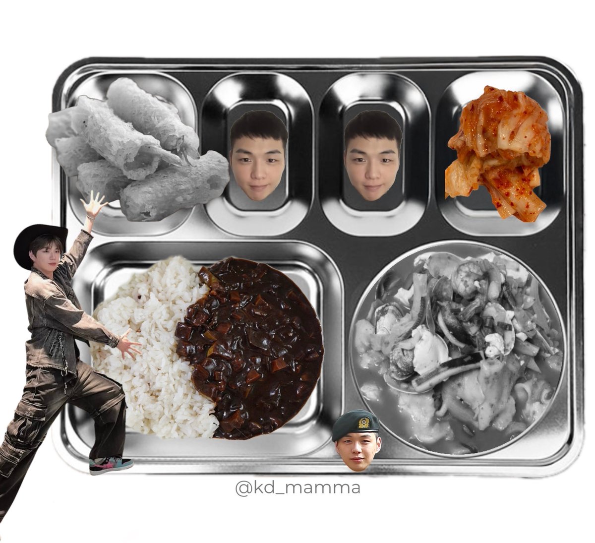 kd_mamma's tweet photo. 〔 2026년 8월 4일 석식 〕 
자장밥
짬뽕수제비
통새우짜조롤
배추김치
   ᑎ__ᑎ      ᐱ__ᐱ     ᕱ__ᕱ
   (˶.•o•˶)    ( .•ω• )    ( .•⤚• )
ଘ(ა       )    (ა     ૮)｡   ( 💤٩)੭ https://t.co/E89Hg9LFkZ