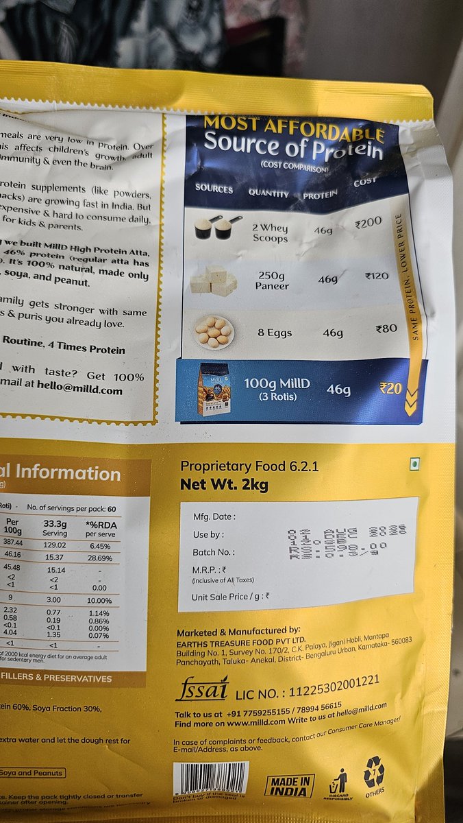 saikrishnaTvr's tweet photo. Hi @milldprotein 

can you please explain this?
Ordered: 30 Jul 
Shipped: 1 Aug 
Delivered: 3 Aug

But the packet I received shows 
MFG Date: 2 Aug—a day after it was supposedly shipped.
How is that possible? Is this a labeling error or something else? I've attached the proofs. https://t.co/XVhv1zHQjk