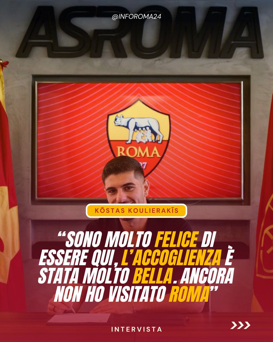 inforoma24's tweet photo. 🟡🔴 Kōnstantinos #Koulierakīs parla per la prima volta da giocatore dell’#ASRoma. Il difensore si è soffermato sulla sua voglia di Roma, sui suoi idoli, sul lavoro con #Gasp, sull'atmosfera dell'Olimpico e sul suo rapporto con #Manolas.
📲 @officialasroma https://t.co/Mzpnr6vxrz