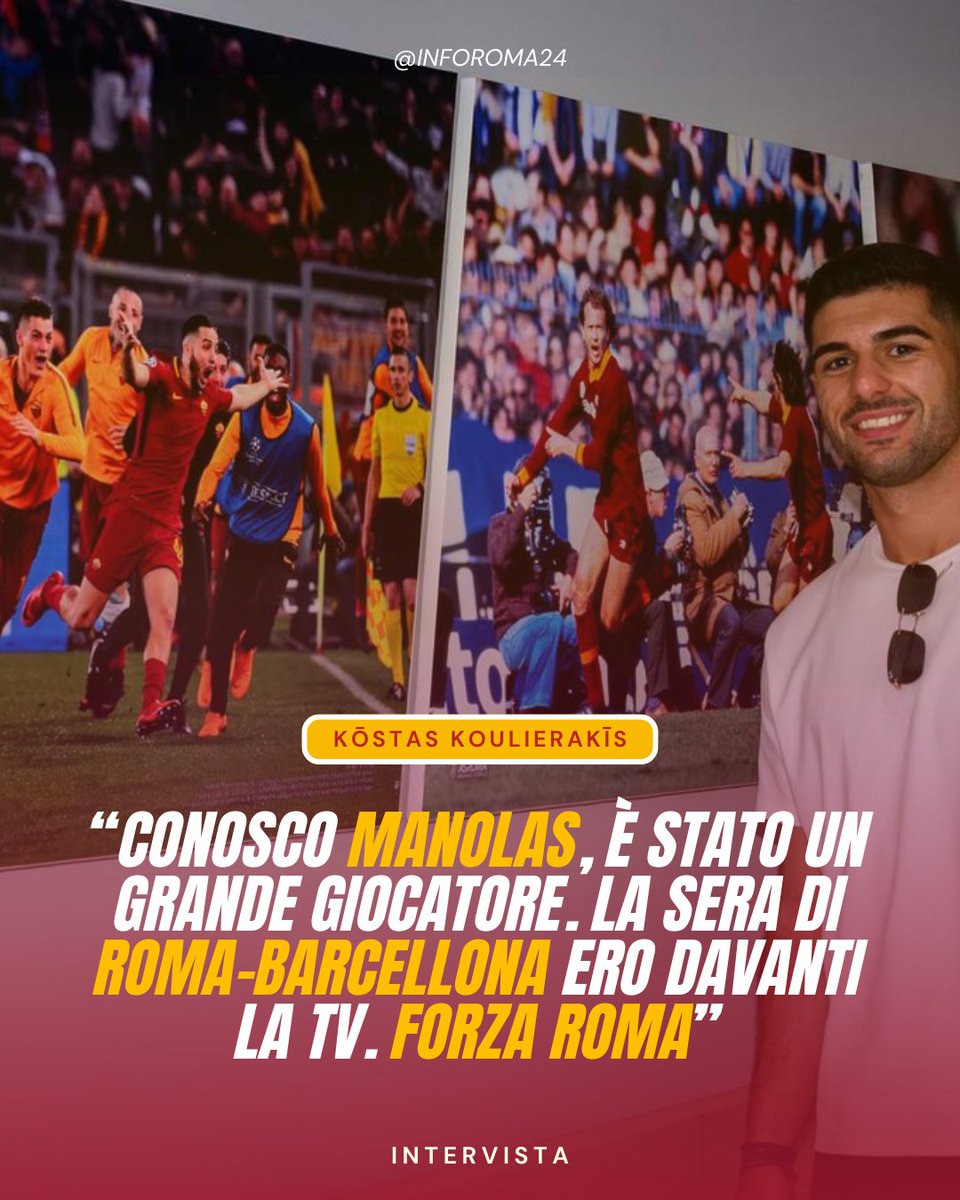 inforoma24's tweet photo. 🟡🔴 Kōnstantinos #Koulierakīs parla per la prima volta da giocatore dell’#ASRoma. Il difensore si è soffermato sulla sua voglia di Roma, sui suoi idoli, sul lavoro con #Gasp, sull'atmosfera dell'Olimpico e sul suo rapporto con #Manolas.
📲 @officialasroma https://t.co/Mzpnr6vxrz