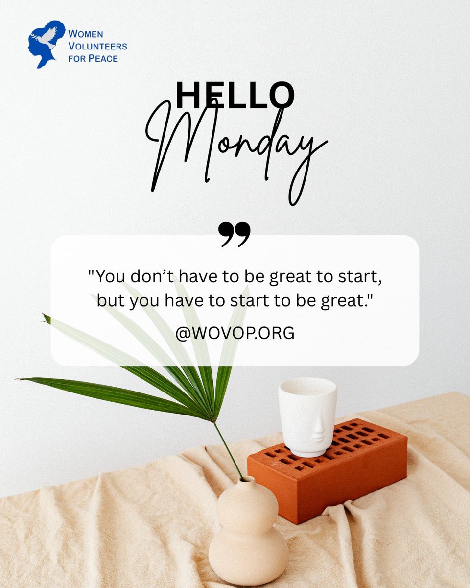 WOVOP_org's tweet photo. A new week. A fresh start. May this Monday inspire you to take that first step toward your goals. #Mondaymotivation #newweek https://t.co/mdnnykIsVG