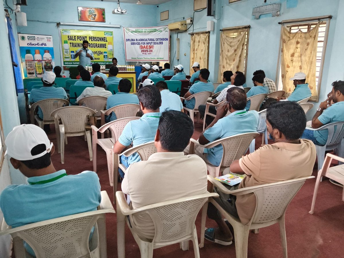 IFFCO_TS's tweet photo. Fo Shri T Balvikas organised SPPT for Adilabad district retailers. Awareness was created on soil health, organic carbon, IFFCO Nano fertilisers, Biofertilizers, Sagarika, Drone Spray Services &amp; SBHY. @Dileep_Sanghani @KiritkrJPatel @iffcoyogendra @Dept_ofAgriTG @DirectorAgriTS https://t.co/BKtxWYrqai
