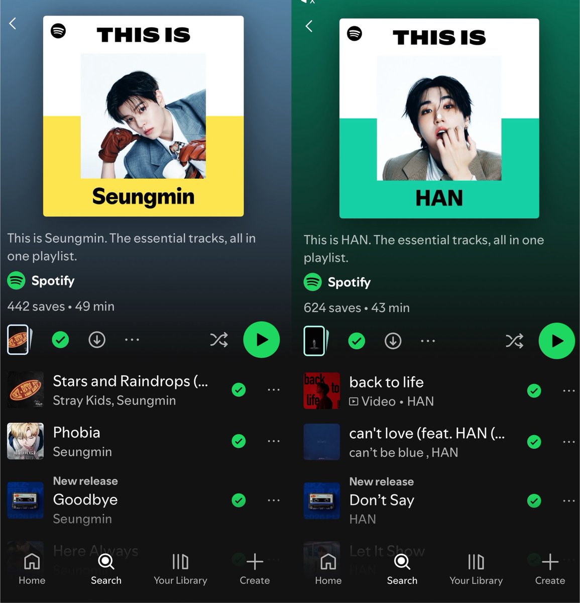 skzpopbase's tweet photo. Spotify has created “This is Seungmin” and “This is Han” official playlists including their collaborations, OSTs and solo projects! https://t.co/7FCJL9k2IF