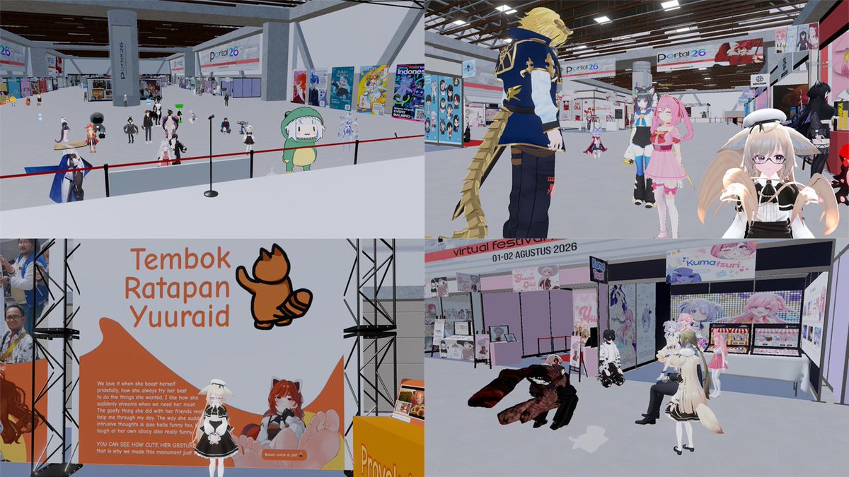 Fina_Neko_ID's tweet photo. #Portal26 Day 2 virtual market otsu posting (1/5)

peak banget, walau harus antri 2 jam buat ke konser, gilak ada pun 80 an lebih yg antri, jadi udh nyentuh ratusan yg nonton wkwk
thankyou @pasaronlinevr

#VRChat #VRC https://t.co/s35GzwAE1x