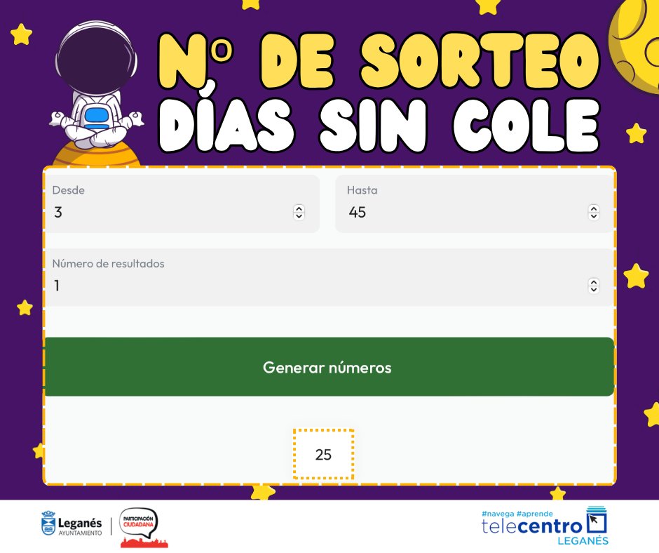 TelecentroLega1's tweet photo. ¡Ya tenemos número de sorteo para los
𝐃𝐢́𝐚𝐬 𝐒𝐢𝐧 𝐂𝐨𝐥𝐞 en 𝐓𝐞𝐥𝐞𝐜𝐞𝐧𝐭𝐫𝐨! El número afortunado ha sido el 𝟐𝟓.🎉
👉Recordad que, a partir de hoy, comenzarán las
𝐚𝐝𝐣𝐮𝐝𝐢𝐜𝐚𝐜𝐢𝐨𝐧𝐞𝐬 𝐝𝐞 𝐩𝐥𝐚𝐳𝐚𝐬. Nos pondremos en
contacto a través de 𝐖𝐡𝐚𝐭𝐬𝐀𝐩𝐩. https://t.co/ZdHqS5WGOp