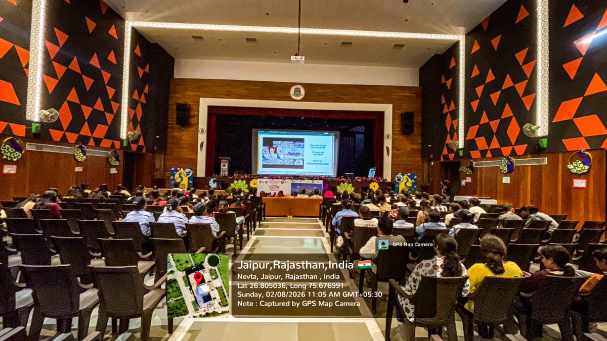 NssRajasthan's tweet photo. #genzagainstaddiction #viksitbharat Nasha mukt yuva for viksit Bharat sankalp abhiyaan @PMOIndia @narendramodi @RajCMO @mansukhmandviya @_NSSIndia Live webcast of Honble PM watched by students, faculties and residents of nearby villages at St.Xaviours PG College Jaipur. https://t.co/MuXRq7zFx3
