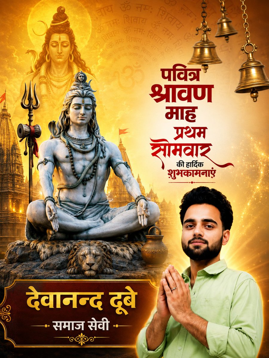 Devananddubey09's tweet photo. @PawanSingh909 पवित्र श्रावण माह के प्रथम सोमवार की आप सभी को हार्दिक शुभकामनाएं।

श्रावण का प्रथम सोमवार भगवान शिव की आराधना, आस्था और आत्मिक शक्ति का पाव��� अवसर है। देवाधिदेव महादेव की कृपा से सभी के जीवन में सुख, समृद्धि, उत्तम स्वास्थ्य और शांति का वास हो। 

।।हर हर महादेव।।

#ShravanSomwar https://t.co/1MusI0CKPy
