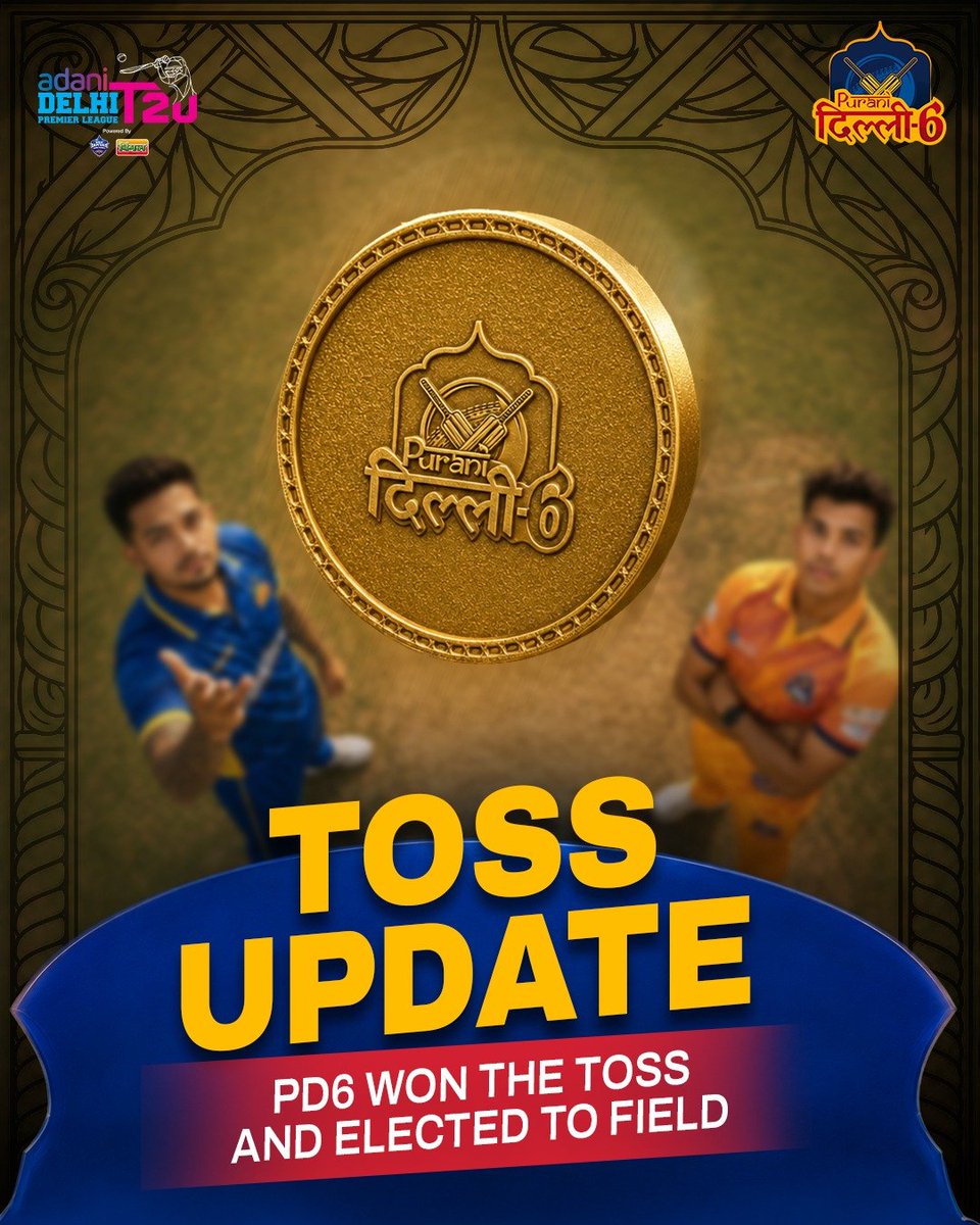 PuraniDilli_6's tweet photo. Toss Update 🏏
Purani Dilli 6 have won the toss and elected to field first. 💙

#PuraniDilli6 #DPLT20 #Matchday #BlueArmy #RoarWithPD6 https://t.co/Uc1AQggONa