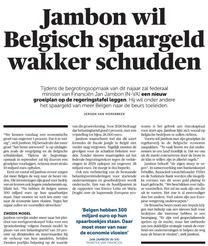 FredericDeGucht's tweet photo. Eerst de meerwaardebelasting invoeren en roerende voorheffing met 20% verhogen. 

Vervolgens vaststellen dat ondernemersvertrouwen zakt en dat onze economie in België de slechtste is van Europa.

Om uiteindelijk ineens een Eureka momentje te hebben en spaargeld te willen activeren… Deze Arizona-regering kan dat. 🤯