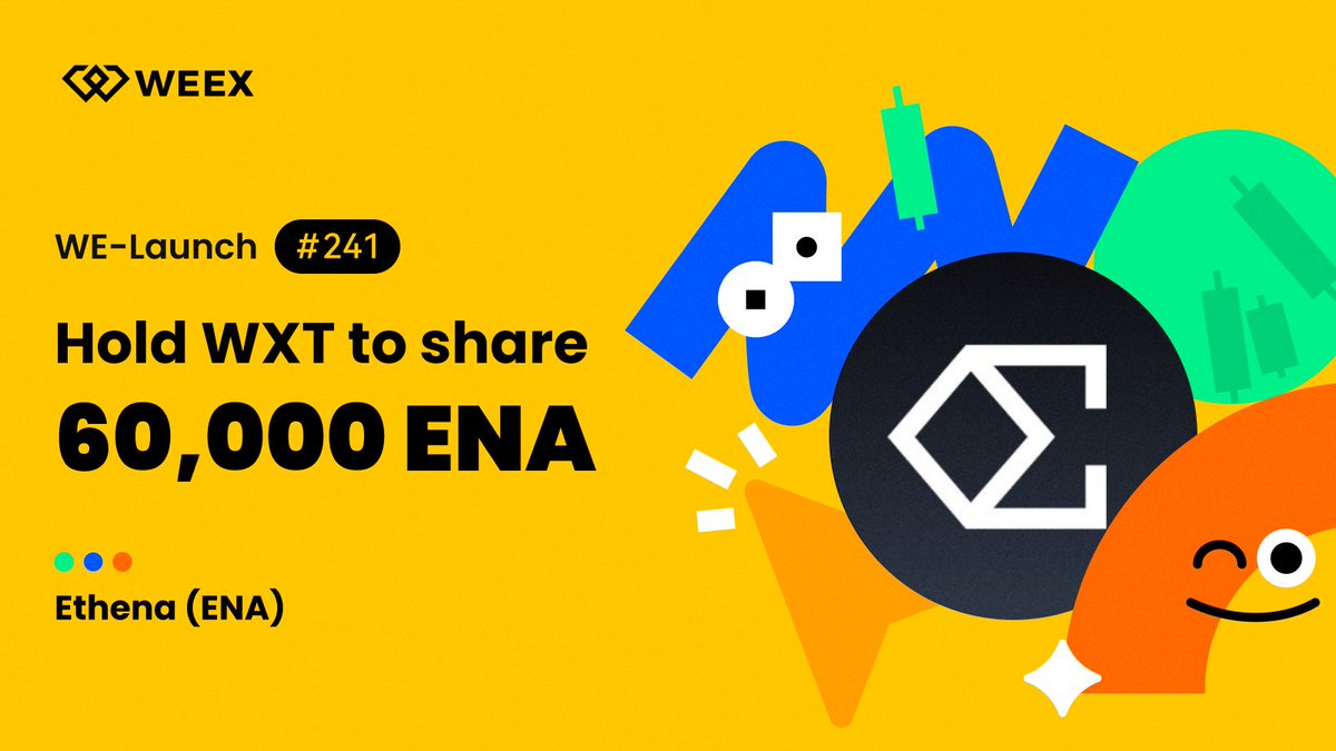 WEEX_Official's tweet photo. 📢 WEEX WE-Launch -Ethena ( $ENA) @ethena Listed &amp; 60,000 ENA Airdrops!🪂

🗓️ 2026-08-03 07:00 (UTC+0) — 2026-08-10 07:00 (UTC+0)

📖 Join WE-Launch:https://t.co/9Lqv9MElZ6
➡️ Register &amp; trade:https://t.co/4tf1fbRz7q

#WELaunch https://t.co/XVb4P7syEe