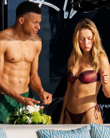 iam_shakia_'s tweet photo. Kylian Mbappé And Ester Expósito Enjoy Luxury Yacht Holiday in Sardinia. https://t.co/ploPdSiIyD