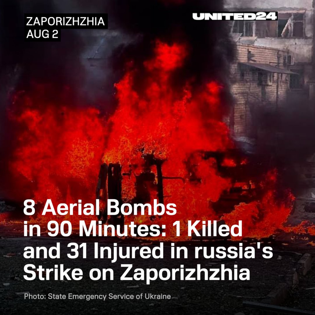 U24_gov_ua's tweet photo. russia launched 8 aerial bombs at Zaporizhzhia in less than 2 hours, hitting residential neighborhoods and civilians.

A 71-year-old woman was killed; 31 more people were injured, including a 16-year-old girl. 

Help prevent this deliberate terror:
https://t.co/4Os08VprA0 https://t.co/BSGCZ2kNvM