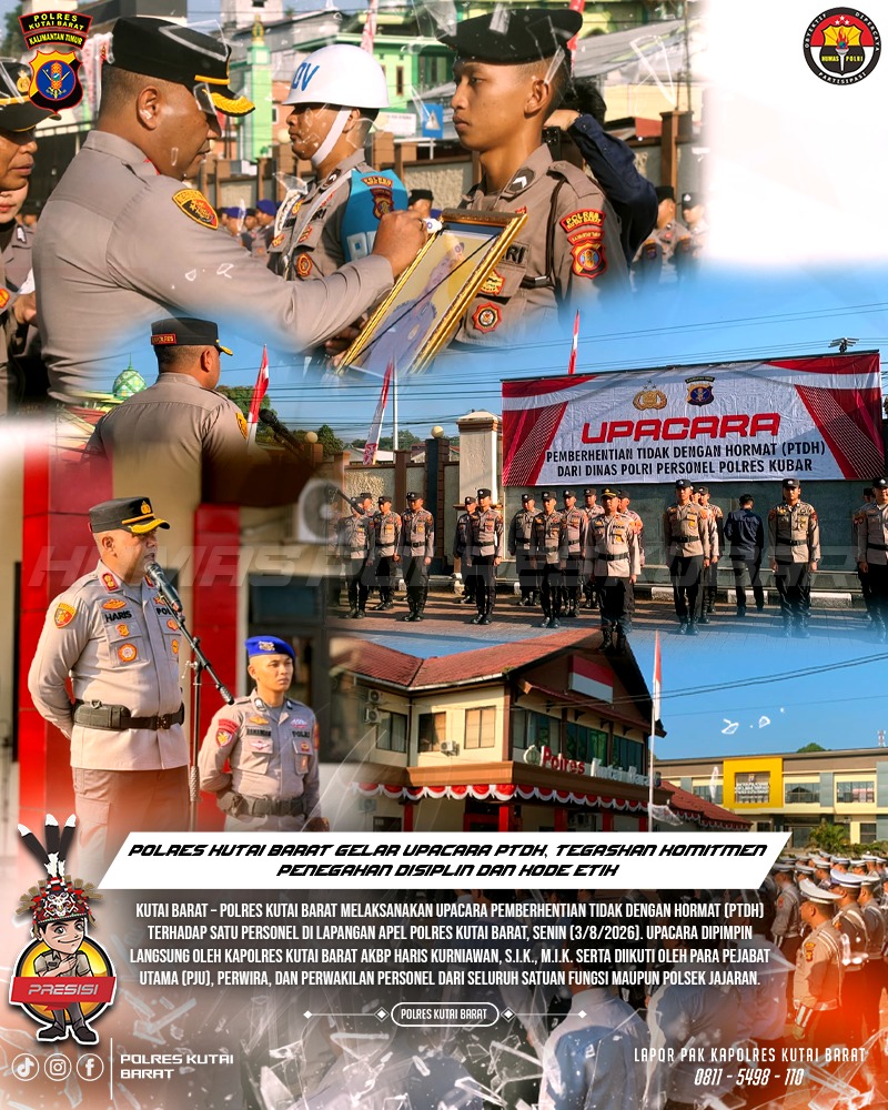 PolresKubar2's tweet photo. Polres Kutai Barat Gelar Upacara PTDH, Tegaskan Komitmen Penegakan Disiplin dan Kode Etik
Humas Polres Kutai Barat
#PolriUntukMasyarakat #PolresKutaiBarat #PTDH #PolriPresisi #DisiplinPolri #KodeEtikPolri https://t.co/6MqhUoaz5a