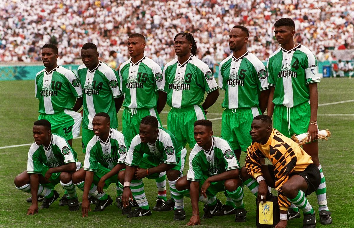 Footballtweet's tweet photo. 📅 On this day, 30 years ago, Nigeria made history at the 1996 Atlanta Olympics by becoming the first African nation to win Olympic football gold, beating Argentina 3-2 in a legendary final. 🥇🔥

Despite falling behind twice, the Super Eagles fought back on both occasions before Emmanuel Amuneke struck the dramatic winner in the 90th minute to complete one of the greatest upsets in Olympic football history.

Inspired by stars including Nwankwo Kanu, Jay-Jay Okocha, Daniel Amokachi and Amuneke, Nigeria's iconic Dream Team captivated the world and opened the door for future African success on the global stage.

A defining moment for Nigeria. A defining moment for African football. 🌍✨🇳🇬