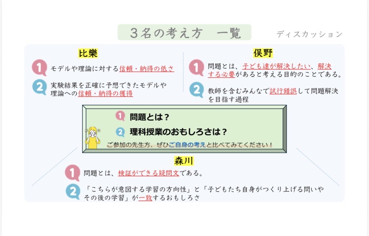 stpf26's tweet photo. 同じ単元「電流の働き」を授業した3名が、それぞれ異なる授業観から実践を語ります。

・問題とは？
・理科授業のおもしろさとは？

その考え方を整理してみました。

皆さんは、どの考え方に共感しますか？
ご自身の考えと比較してみて下さい。
申し込みは明日までです！
→ https://t.co/b1ueieihrf https://t.co/ywNksrKuZC