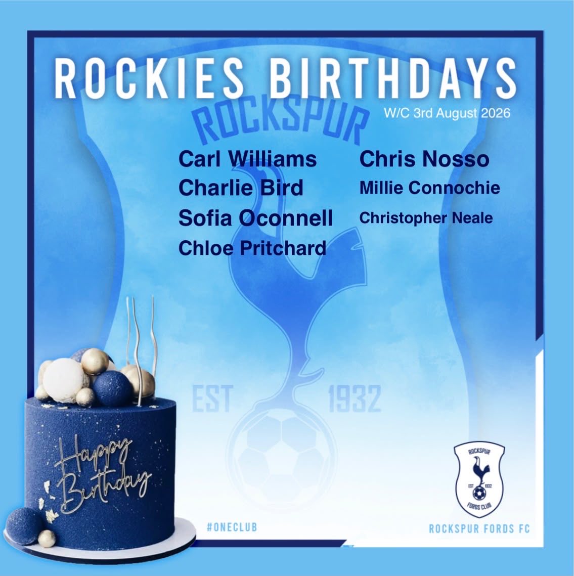 RockspurFords's tweet photo. 🎉 Wishing all our Rockies — young and old — who are celebrating their birthdays this week a massive Happy Birthday! Hope you all have an amazing day! 🎂 🩵

#oneclub🩵 https://t.co/1d6iWjxUpY