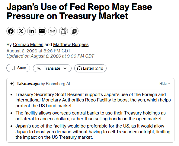 TraderKP_TH's tweet photo. [BREAKING] - ญี่ปุ่นเตรียมกู้เงินจาก FED เพื่อช่วยพยุง "ค่าเงินเยน" แทนการ "ขายพันธบัตรสหรัฐ" https://t.co/epGAeLjYPp