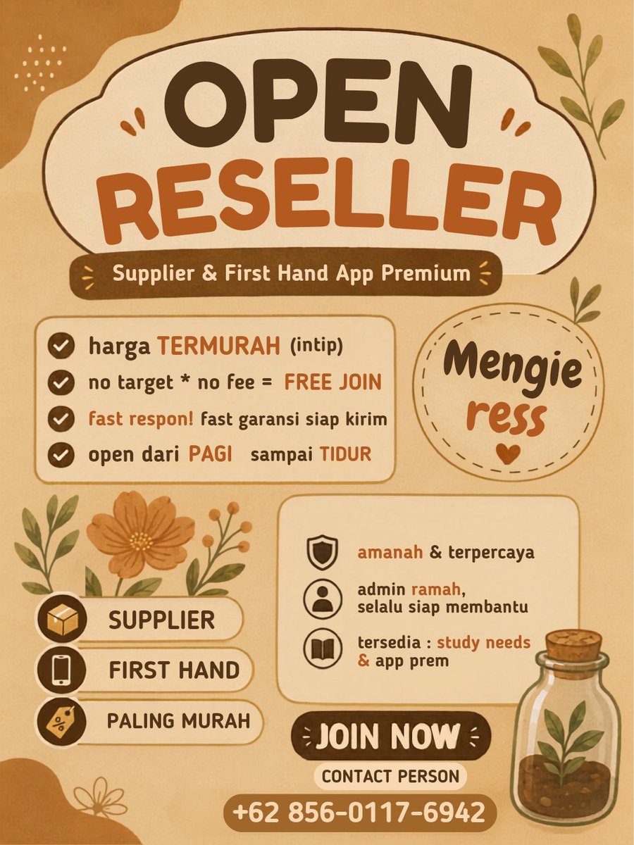 aqupila's tweet photo. Open Reseller App prem
Opress
opress
opres

#zonauang #zonaba #bealanja #opress https://t.co/41TTpTwqzB