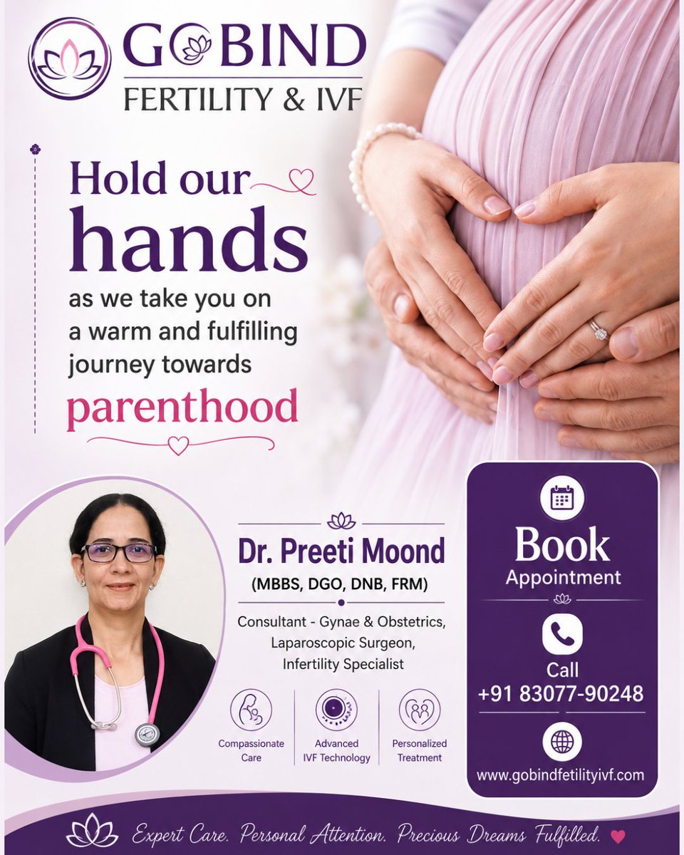 GobindFertility's tweet photo. Hold Our Hands as we take you on a warm and fulfilling journey towards Parenthood
Consult fertility specialist Dr Preeti Moond for personalised guidance or any queries related to IVF
Call : 83077-90248
https://t.co/HmgUeGUOTv
#Fertility #InfertilityAwareness #HealthyWeight #IVF https://t.co/m17Y9TXrpS
