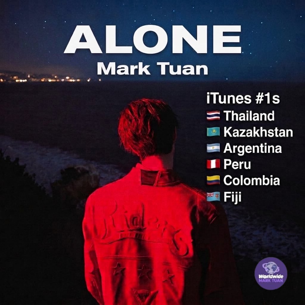 wwmarktuan's tweet photo. #Alone iTunes Song 📈 Update

Mark Tuan's 'Alone' Tops iTunes Charts in 6 Countries 🎉

6 x #1
#1 Thailand 🇹🇭
#1 Kazakhstan 🇰🇿 
#1 Argentina 🇦🇷  
#1 Peru 🇵🇪  
#1 Colombia 🇨🇴 
#1 Fiji 🇫🇯 🆕

ALONE BY MARK TUAN
#ALONE_OUTNOW
#MarkTuan #段宜恩 
@marktuan @DNAmngmnt https://t.co/ZBGerlOpKq