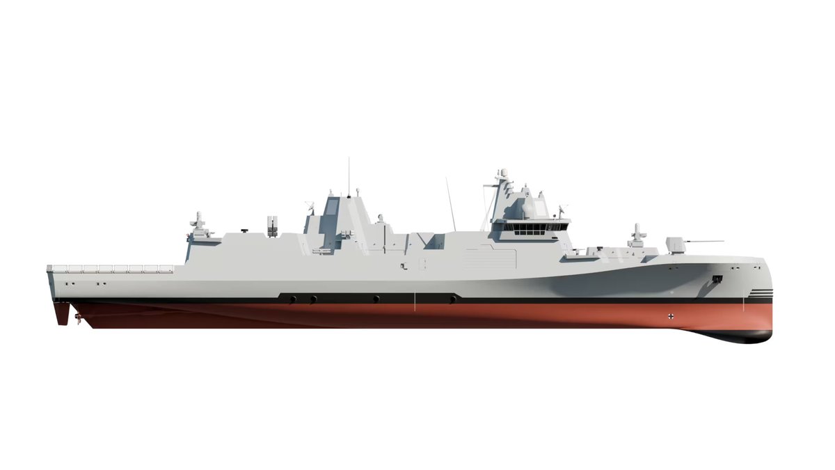 defpostmedia's tweet photo. 🇩🇪 Rheinmetall has unveiled its new GMF 140 next-generation guided-missile frigate design. @RheinmetallAG 

According to the company, the 40-metre, 6,000+ tonne guided missile frigate is designed to deliver unmatched capability across the full spectrum of modern naval warfare.

GMF 140 combines advanced air and ballistic missile defence, anti-submarine warfare(ASW)  and long-range strike capabilities within a highly survivable, digitally integrated and minimum manned platform. The design is optimised for blue-water operations while retaining the flexibility to support expeditionary, littoral and coalition missions.

The frigate is designed to integrate the AEGIS Combat System; and 64 Strike-Length Vertical Launch System (VLS) cells, capable of employing the complete family of modern air defence, ballistic missile defence and land-attack missiles. This provides a level of battlespace awareness and fire control typically available only on significantly larger surface combatants. 

Rheinmetall intends to offer the GMF 140 for a campaign in North America, potentially followed by other allied Navies seeking a highly interoperable, future-ready naval combatant capable of operating seamlessly alongside the world’s leading naval forces.

#Rheinmetall #GMF140 #Frigate