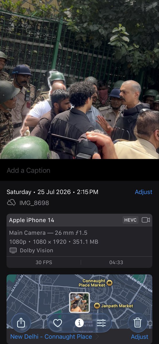 UnInsanity_'s tweet photo. This video is from 2:15 PM, 25th July 2026. I was there.

About 20 minutes prior to the resignation of Dharmendra Pradhan. It is not from during or before the July 20.

Some unruly elements attacked the cops and these two were asked to speak to the crowd, which they did and controlled them.