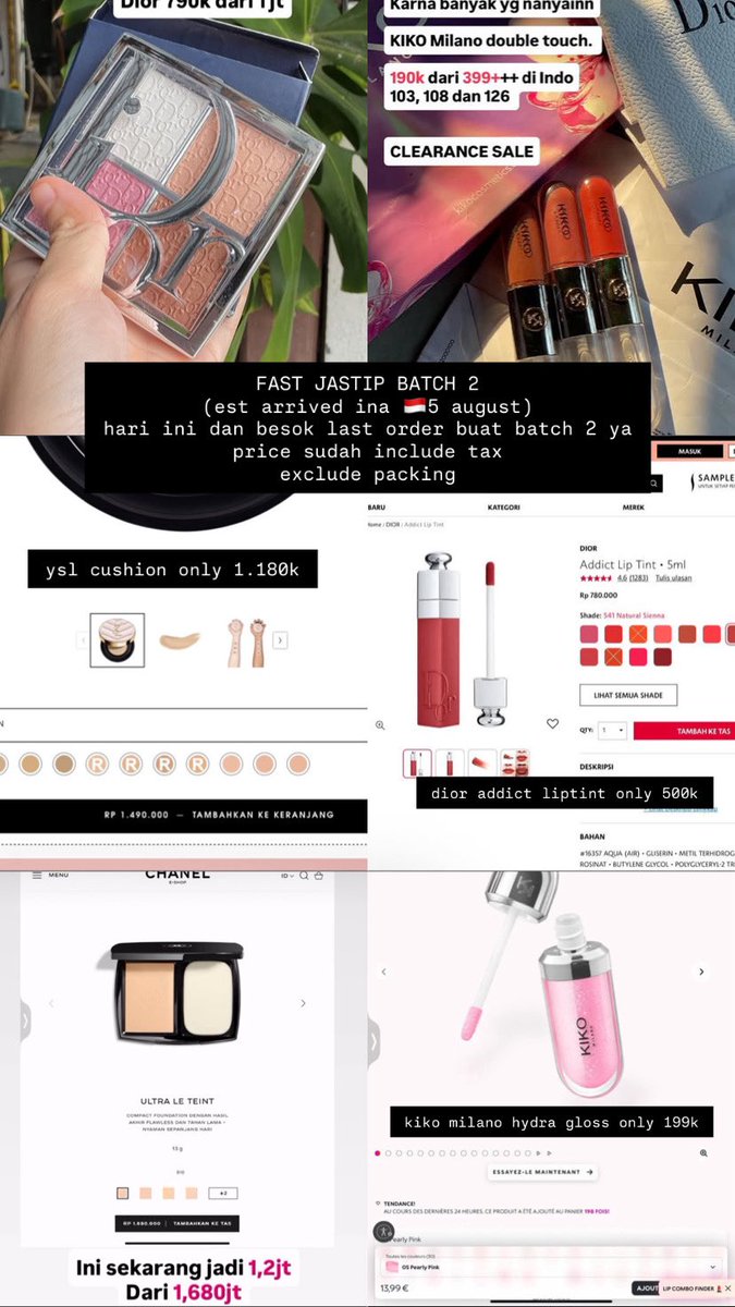 hnnybeeee's tweet photo. YANG CARI MAKEUP HIGHEND MURAH BOLEH MERAPAT YAA🙋🏻‍♀️aku open fast jastip, all product is 💯original yaa purchased directly from France lewat temenku yang tinggal di sana, jadi harganya bisa lebih murce, dan disanasering ada sale kayak seasonal sale or clerance sale gitu🫶🏻 https://t.co/IXDcIv6MXY