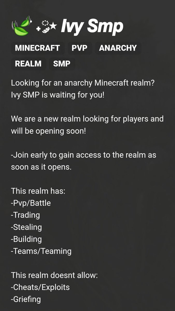 spaghettio35's tweet photo. Setting up a new minecraft bedrock realm with some friends, looking for people!!

The realms not open yet as were just looking for members for now.

Send me a dm for the Discord invite :) https://t.co/NKUEEEdG9N