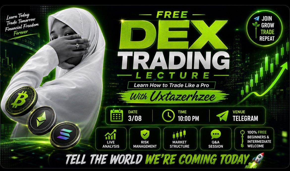 uxtazerhzee's tweet photo. TELL THE WORLD WE’RE COMING TODAY ✌️

Join us as we kick off our FREE DEX Trading Lecture on telegram : https://t.co/kdkCuJ8rqU

See you tonight.🤌🏻 https://t.co/Z2c6vPADbI