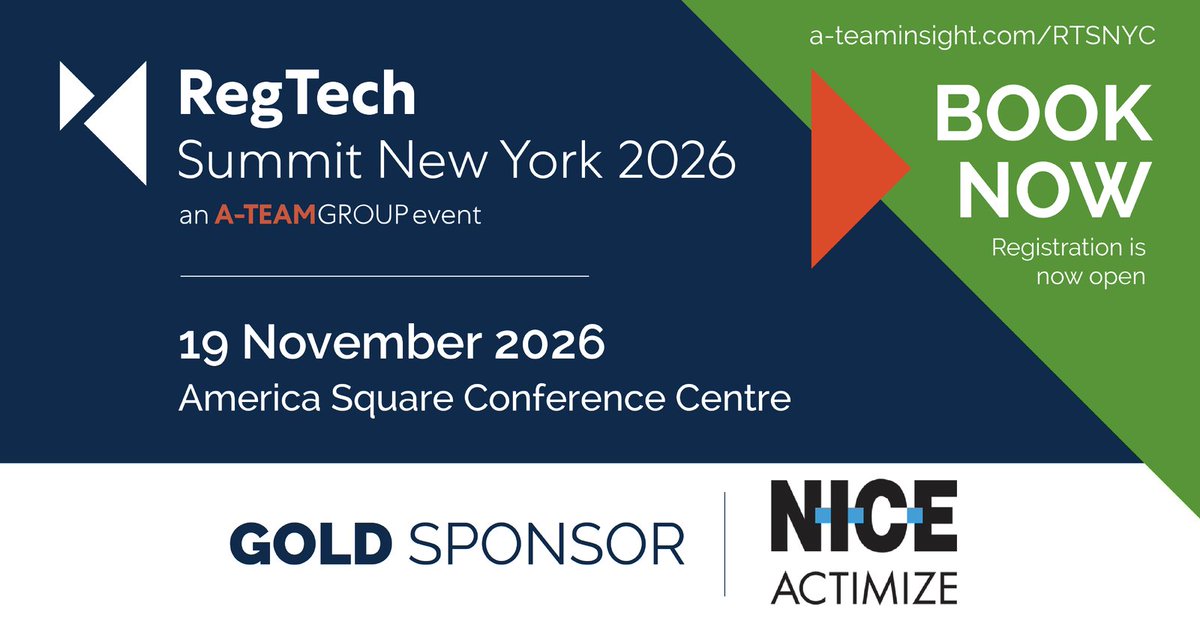RegTechInsight's tweet photo. We are pleased to announce @NICE_Actimize as a sponsor for RegTech Summit New York 2026!
Link to register in first comment π
#RTSNYC #RegTechSummitNYC #RegTech #CapitalMarketsTech #Sponsor https://t.co/pUnhDRFuar