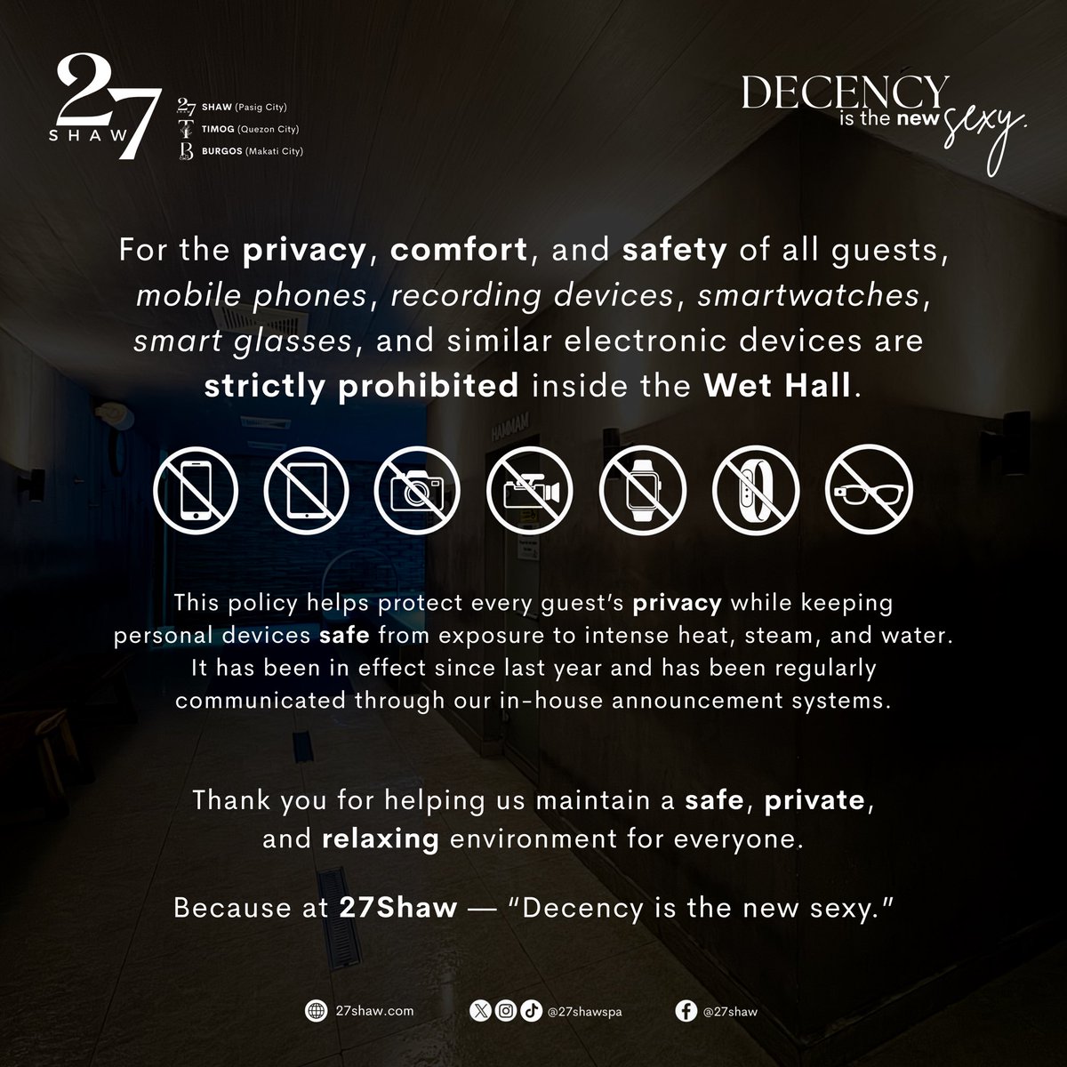 27shawspa's tweet photo. Unplug. Unwind. 🖤
Leave the devices behind and enjoy a private, worry-free escape. ✨ 
#ThisIs27Shaw
#27Shaw #Tby27Shaw #Bby27Shaw #DecencyIsTheNewSexy https://t.co/BeHFDMdZUj