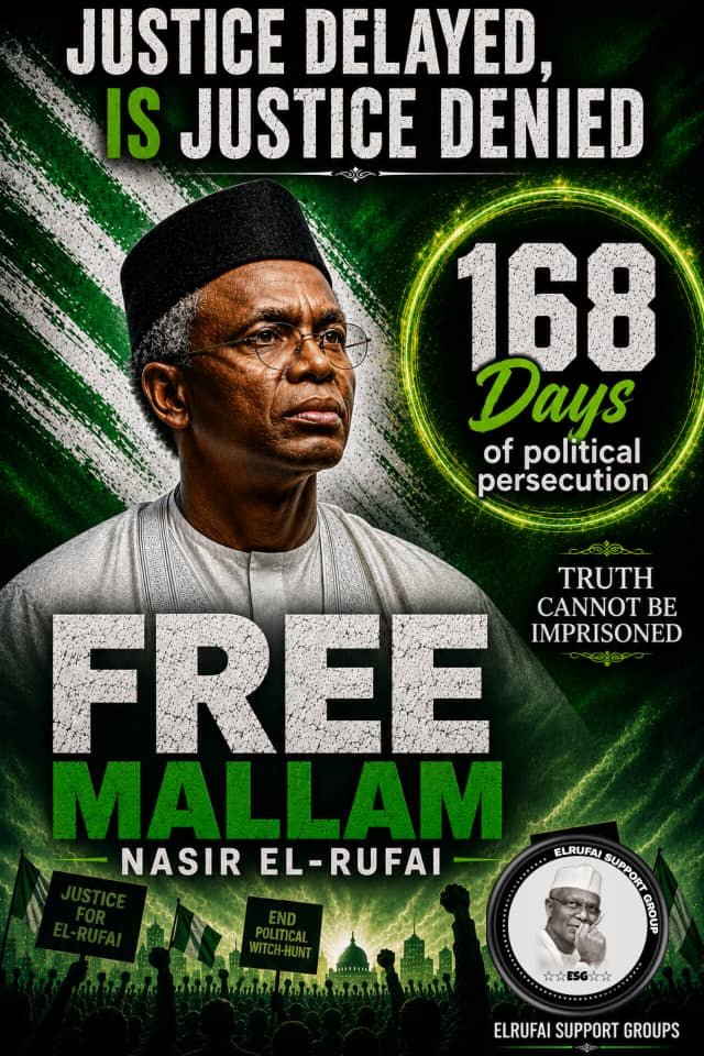 uchediala's tweet photo. #DaysCount 

168 DAYS.
168 DAYS ..
168 DAYS ...
168 DAYS ....

And Still Counting ...

#IStandWithElrufai
#NoRetreatNoSurrender 
#EyesOnTheBall 
#TheElrufaists 
#ESG https://t.co/GakxbKEXr0