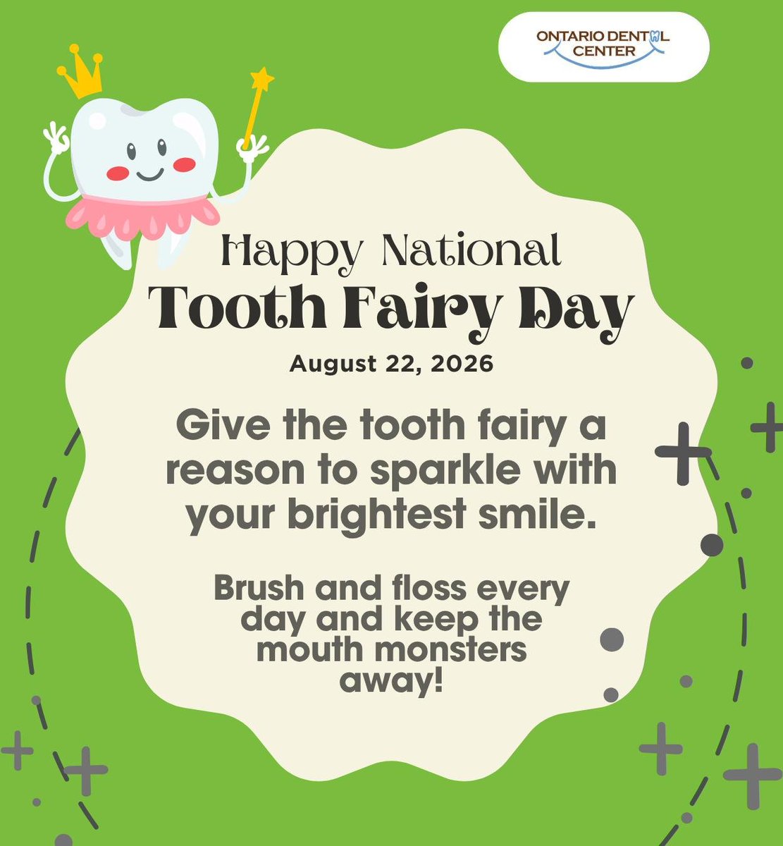 ONDentalCenter's tweet photo. The tooth fairy is not the only one eager to see your child's smile sparkle. Routine dental visits from their first birthday can catch small problems before they grow and keep their smile healthy.
.
.
.
https://t.co/oPIvRK3TEv
(909) 414-3535
.
.
.
#firstdentalvisit #toothfairy https://t.co/ik5gLHouZp