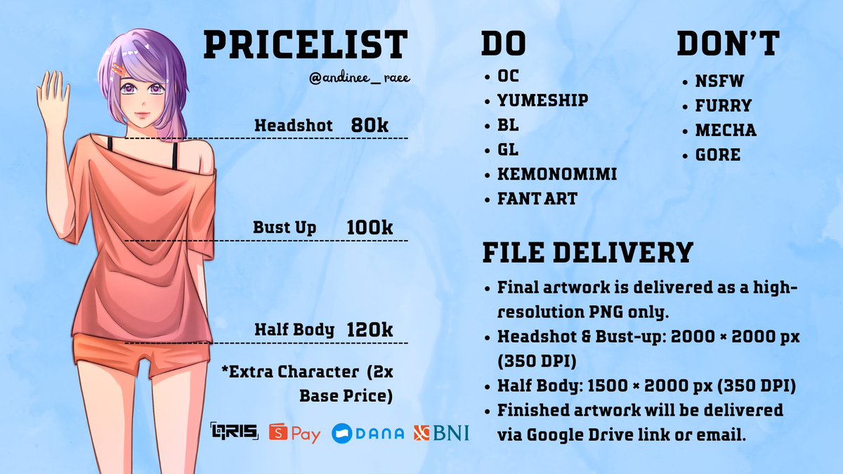 andinee_raee's tweet photo. Like &amp; RT are highly appreciated. 🤍

halo semuanya aku open urgent Commission for locals only buat tambahan biaya benerin laptopku yang aku pake tiap hari buat kuliah. 

aku open 6 slot dulu utk sekarang kalau ternyata nominalnya masih kurang aku akan open lagi, thanks a lot all https://t.co/pju1YzScEX