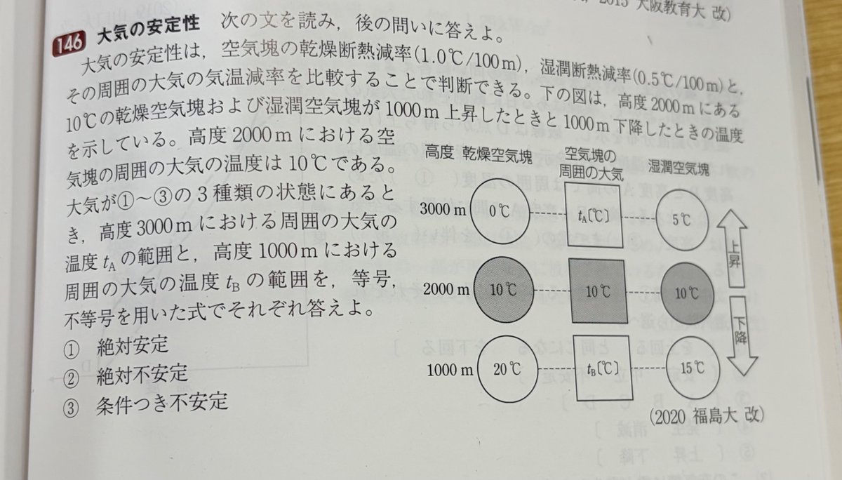 azbmeteorology's tweet photo. 有識者の方にお伺いしたいのですが、この問題の答え間違えていませんか…？

僕（中の人）の勉強不足でしたらすみません https://t.co/HrVmgkKzwA