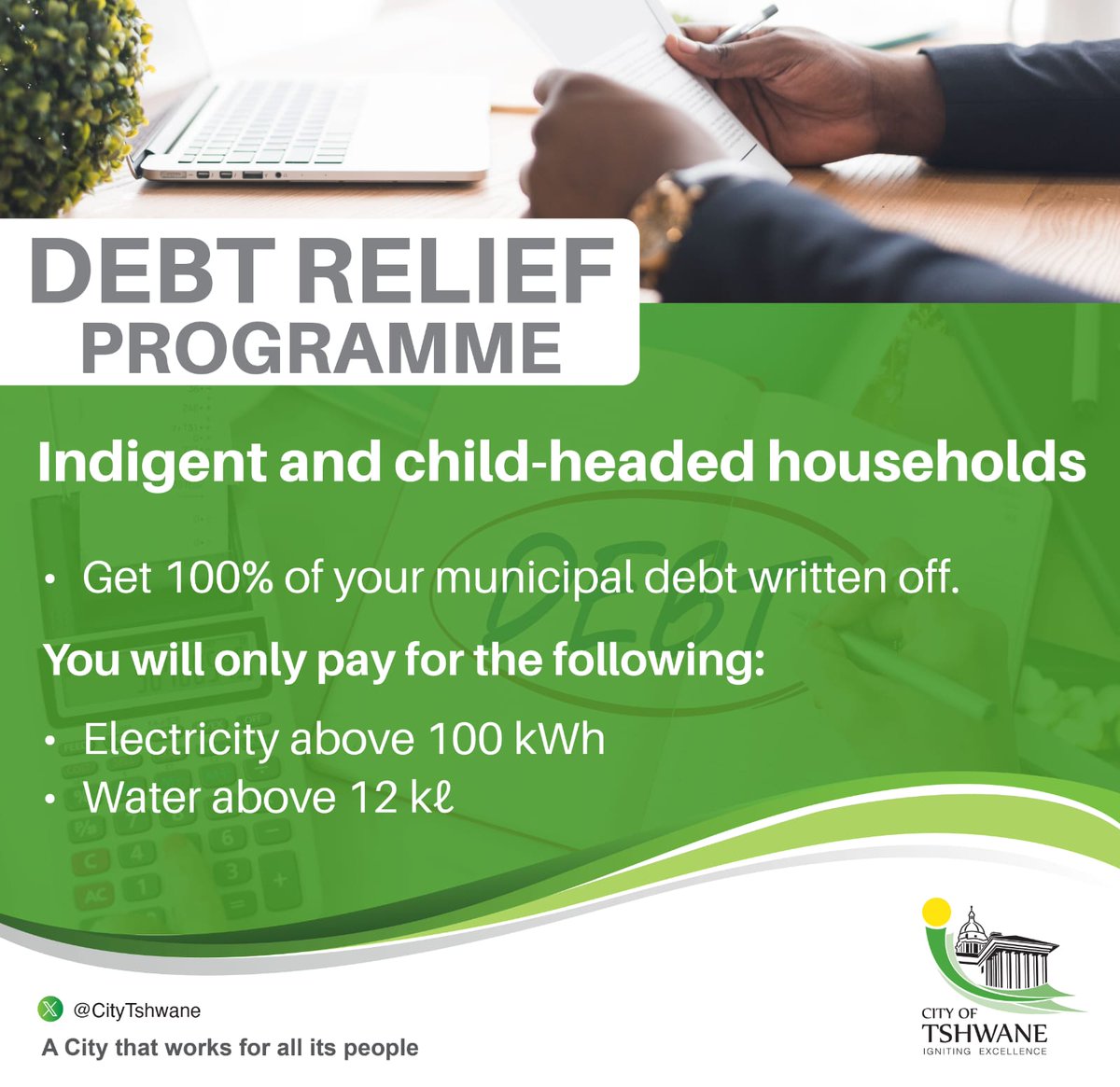 CityTshwane's tweet photo. Indigent and child-headed households. #DebtReliefProgramme https://t.co/A8ooLb8YZF