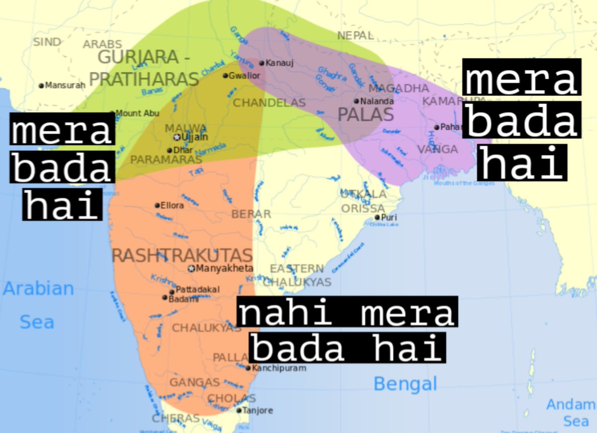 PataalPuri's tweet photo. Tripartite Struggle of Rajputs in a nutshell. https://t.co/A0DNv7q5ri