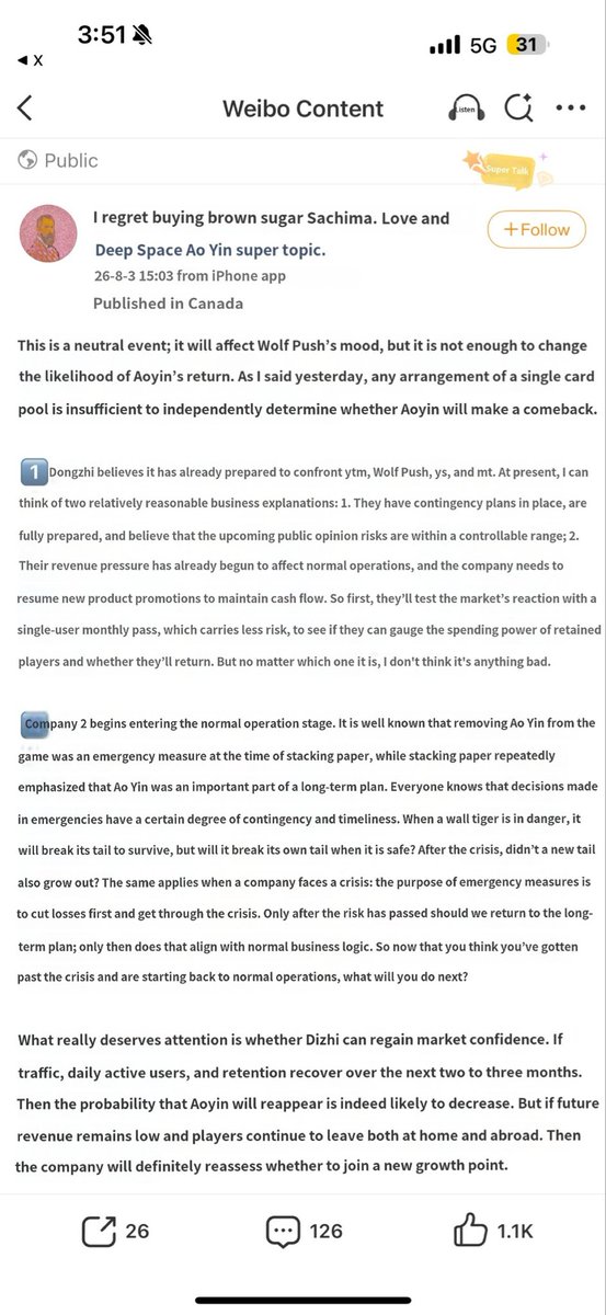 forlishen_'s tweet photo. Thank you OP for sharing! This Weibo user previously also posted their opinion &amp; I realise they usually sound v sophisticated &amp; educated. You can take a look!

Remember: don’t login, don’t spend!

🔗: https://t.co/OLc6IOTGOc

#NoValkoNoMoney #BringValkoBack #ValkoIsLoved https://t.co/cePtGLLDOM