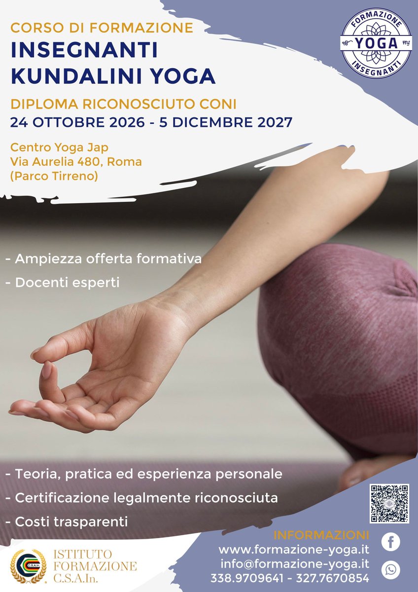 yogajap's tweet photo. Nuovo Corso di Formazione per Insegnanti di Kundalini Yoga 👌 

✅ Ampiezza dell’offerta formativa

✅ Docenti esperti

✅ Teoria, pratica ed esperienza personale

✅ Certificazione legalmente riconosciuta

✅ Costi trasparenti

🆗 https://t.co/u1XrDlfoeH

#kundaliniyoga #corso https://t.co/u9k2sG5rY0