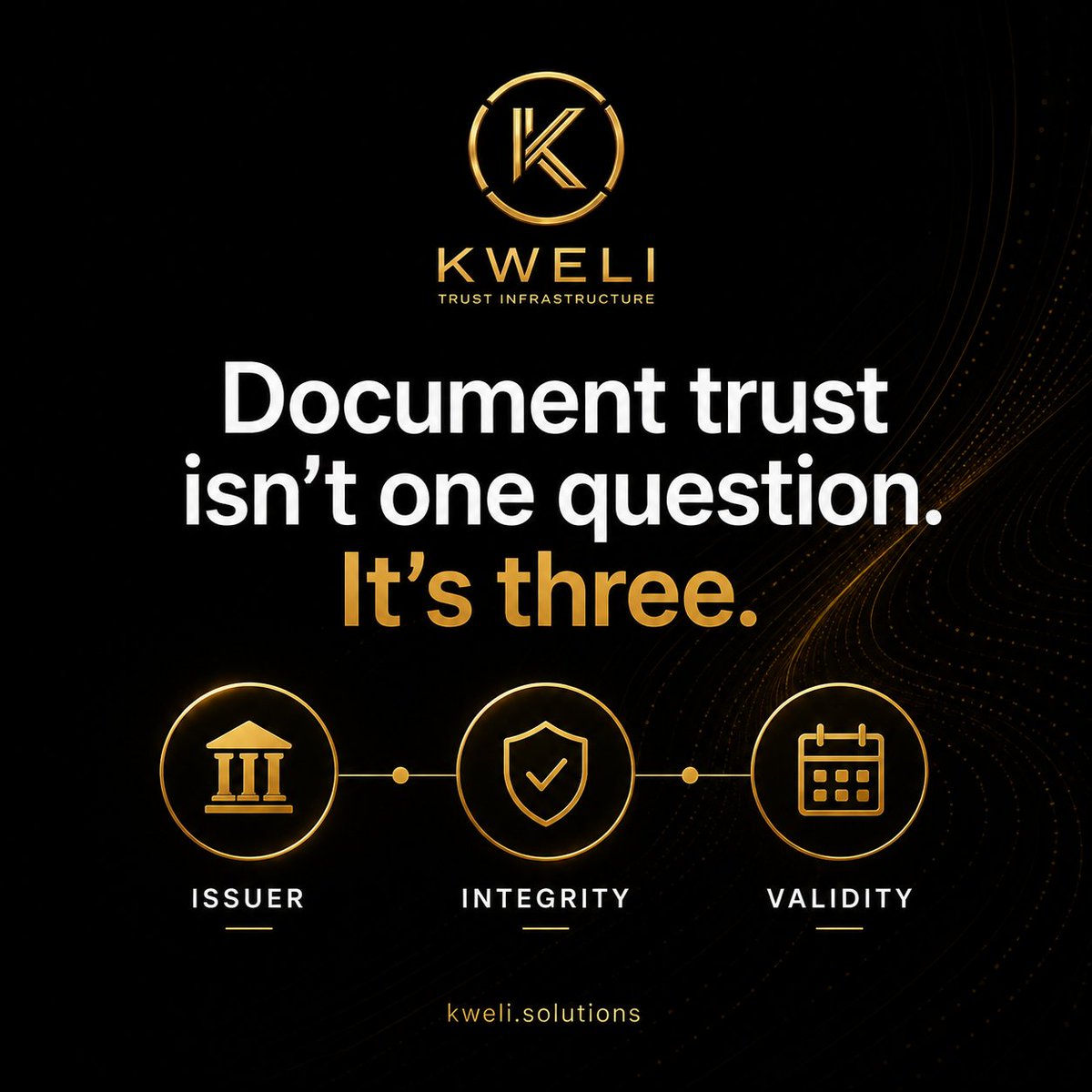 EAXGlobal's tweet photo. Most organisations don't verify documents. They collect them.

The questions that actually matter are:

• Who issued it?
• Has it been altered?
• Is it still valid?

Document trust isn't one question. It's three.

#Compliance #KYC #DocumentVerification #TrustInfrastructure https://t.co/UffoyCe8Lg