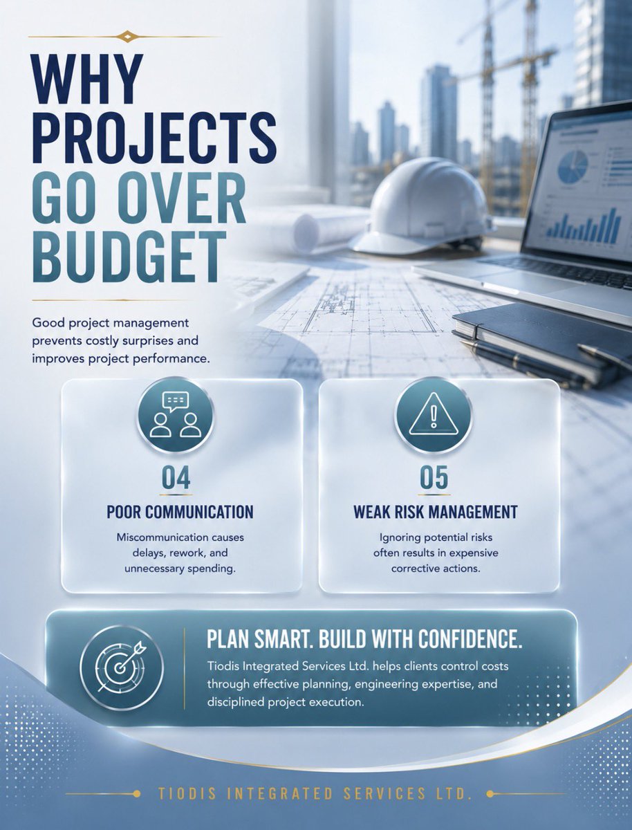 tiodisintserv's tweet photo. Most budget overruns are preventable with the right strategy and experienced execution.

At Tiodis Integrated Services Ltd, we help clients plan smarter, manage resources efficiently, and deliver projects with confidence.

 #projectmanagement #engineeringexcellence #costcontrol https://t.co/Smm5A7cdJj