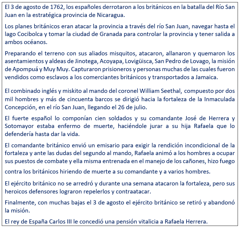 javierleoncio49's tweet photo. El 3 de agosto de 1762, hoy hace 264 años, los españoles derrotaron a los británicos en la batalla del Río San Juan en la estratégica provincia de Nicaragua.
@laprensa,@confidencial_ni,@nicaraguainvest,@100noticiasni,@EmbEspNicaragua,#nicaragua https://t.co/Mgi9IVdrGj