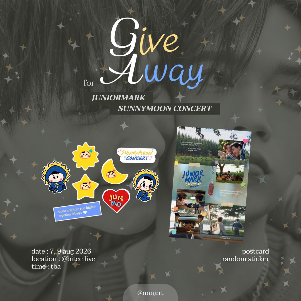 nnnjrrt's tweet photo. — pls kindly rt 🫶🏻🌠

giveaway for #JuniorMarkConcert •*+

random sticker die-cut ( 80 set )
postcard ( 50 pcs. / only 9 aug )

date : 7 & 9 august 2026
location : @ bitec live
time : tba 💭

exchange pls dm kub 📩

꒰ ทำกอว.ครั้งแรกของป๋มมม อย่าลืมมารับคั้บบ ᰔ 

˚ ༘ #juniormark, #junniorrs, #markjrtn ☼☽