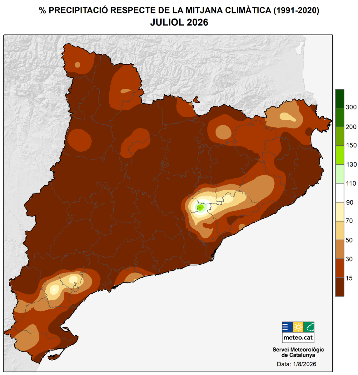 meteocat's tweet photo. 🌡️ El juliol de 2026 ha estat el més càlid registrat, per davant dels anys 2022 i 2015, i també un dels més secs des de 1950.  
Tres episodis de calor consecutius i una manca gairebé generalitzada de precipitació han marcat un mes excepcional a Catalunya. 👇 https://t.co/QNFsfQmZZt