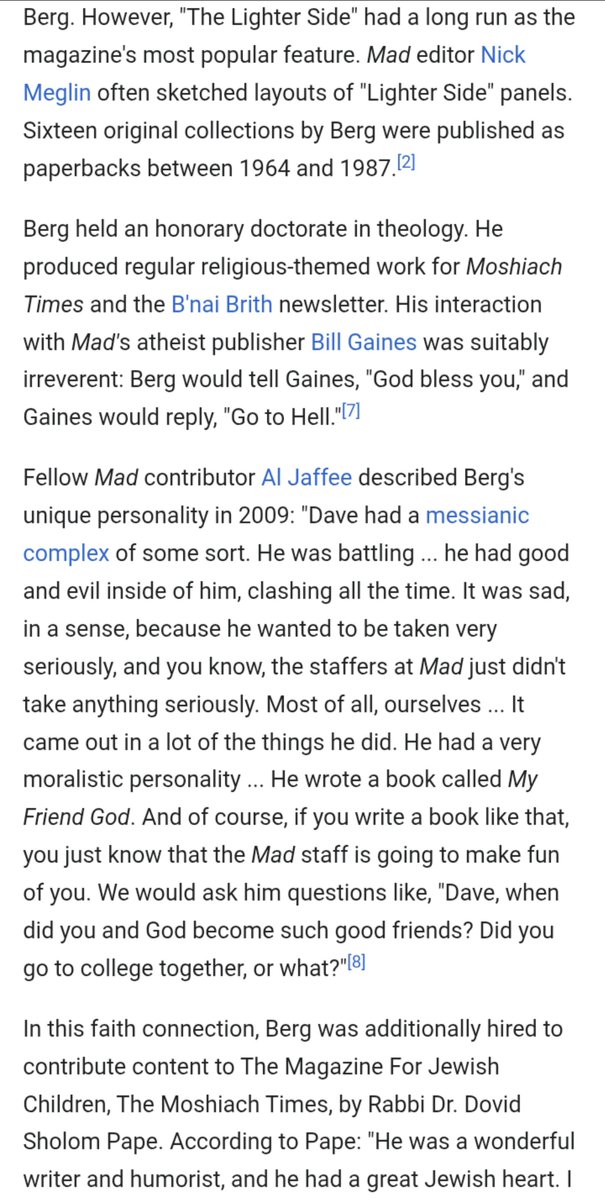 Zerothletter's tweet photo. Stefan Israel
Nov 12, 2018
4 min read
Why burg, why berg?

Dave Berg June 12, 1920 – May 17, 2002

Neuman is the mascot of the humor magazine Mad.

The original New Boy image was published with a two-part phrase, 
"What? Me worry?"
"What's the good of anything? – Nothing!" https://t.co/IvtHmwnOxL